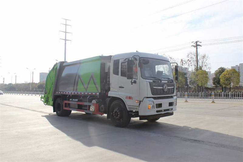 东风天锦油电混合两用15方压缩垃圾车