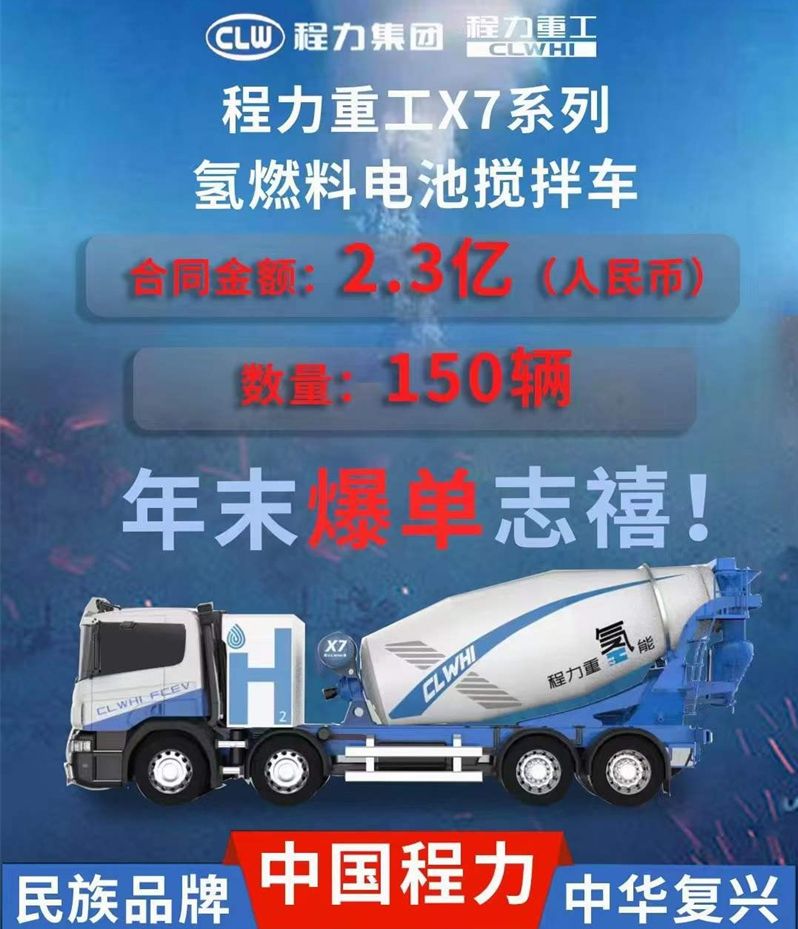 程力集團斬獲近2.3億氫能源攪拌車大額訂單